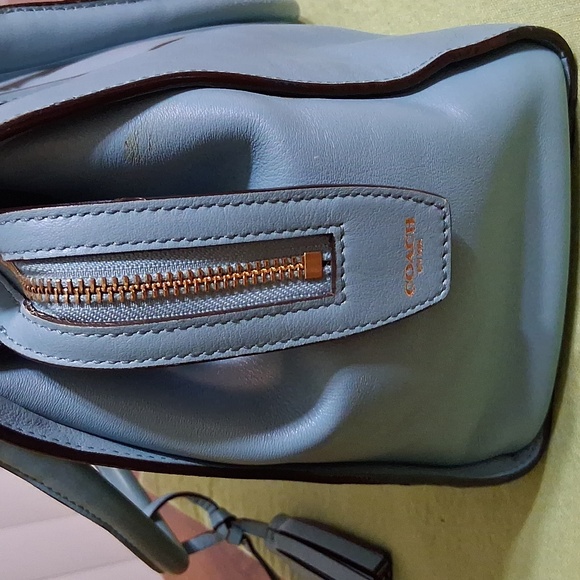 Coach Chelsea Carryall Elegant Robin Egg Blue Leather Satchel Bag - Picture 5 of 11